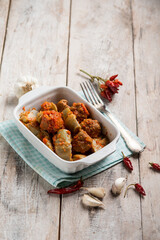 meatballs with arichoke and hot chili peppers - 793780909