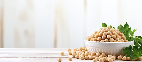 Bowl of garbanzo beans and parsley