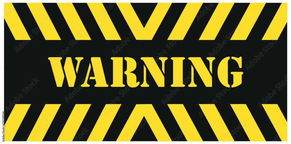 Wall mural warning sign, warning text, warning text, traffic lane warning sign