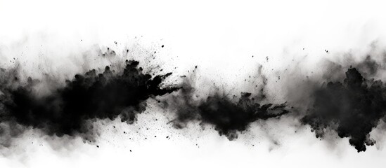 black smoke in flight on a white backdrop - obrazy, fototapety, plakaty