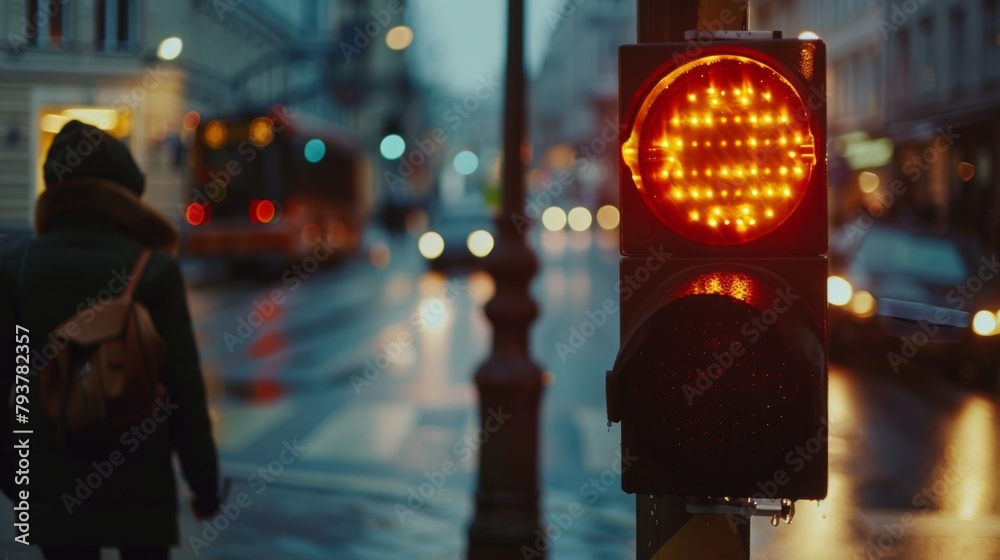 Poster Close-up of a traffic light countdown timer, indicating the remaining time for pedestrians to cross safely.