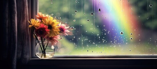 Flowers in vase by window