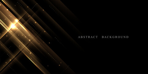 Abstract modern design black background with luxury golden elements vector illustration. - obrazy, fototapety, plakaty
