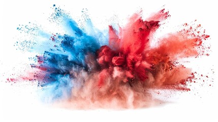 Explosion of colored powder, isolated on white background Cyan, magenta, yellow, black toner - obrazy, fototapety, plakaty