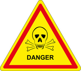 Panneau triangulaire sur fond jaune et bordure noire: danger des substances toxiques	 - obrazy, fototapety, plakaty