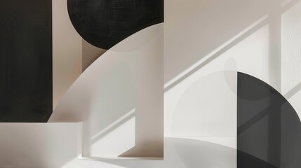 Abstract Geometric Shadows and Forms in Monochrome, ideal for modern art concepts and minimalist designs
