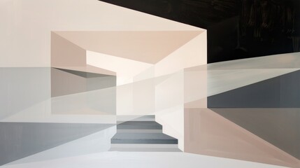 Fototapeta premium Harmonious Geometric Balance in Soft Tones, ideal for serene backgrounds and minimalistic art