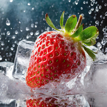 A high-resolution photograph of strawberries in sparkling water