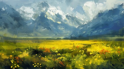 Landscapes in painting with bold brush strokes