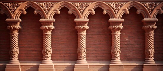Fototapeta premium Brick Wall Columns and Arches Up Close