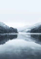 Fototapeta premium Misty lake in the mountains