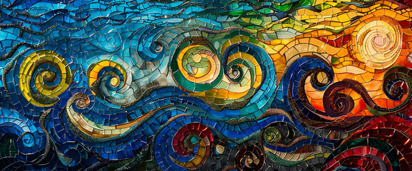 A captivating blend of vibrant hues swirls and twists, creating an enchanting mosaic of color and movement.