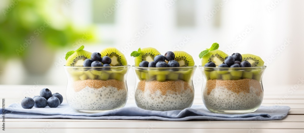 Canvas Prints Fruit and yogurt glasses with blueberries and kiwi