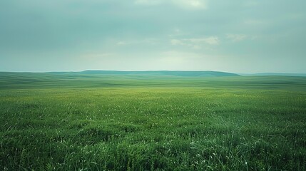 Green Grass Field Under Blue Sky - obrazy, fototapety, plakaty