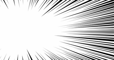 Speed lines as manga comic effect on white background. Cartoon anime action background. 