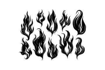 Elegant Black Fire Silhouettes Collection. Vector illustration design.