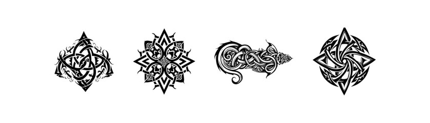 Series of Complex Celtic Knotwork. Vector illustration design.