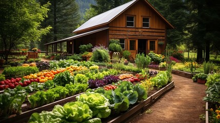b'A beautiful garden with a variety of vegetables'
