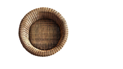 Top-Down View of Wicker Armchair on the transparent background, PNG Format