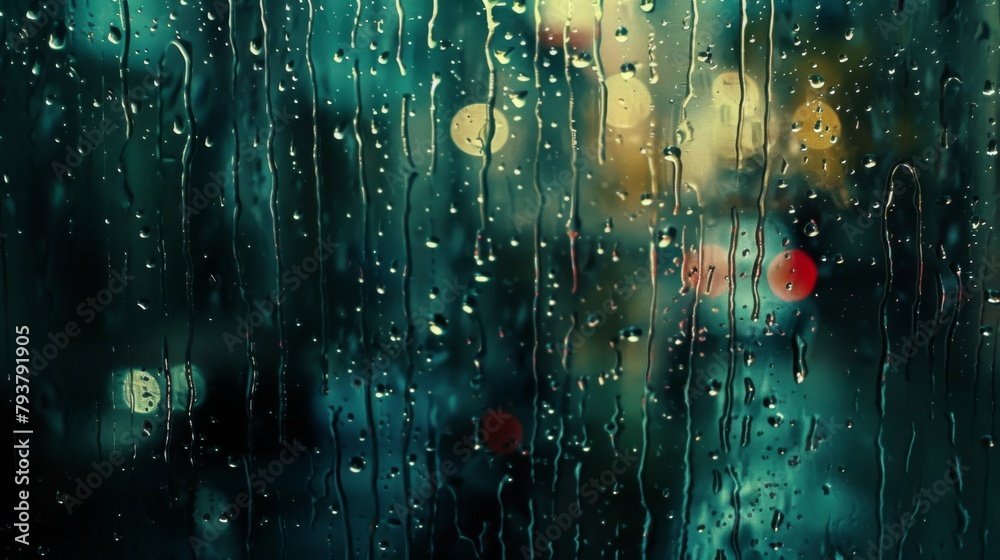 Aufkleber raindrops gently falling onto the windowpane, creating a soothing backdrop