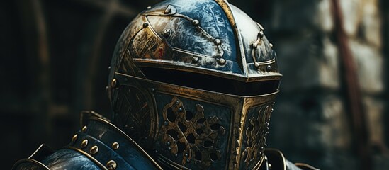 Person in armor with close-up helmet