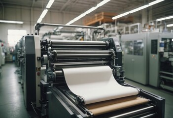 Textile machines operated in a busy factory. Workers maintain focus on quality production.