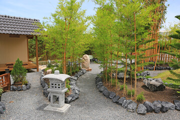 View of traditional Japanese garden. - 793793743