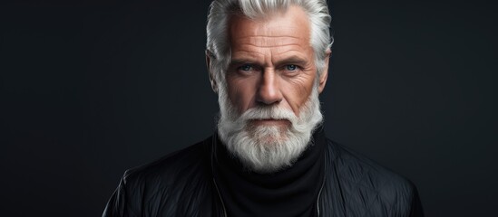 Elderly man in black coat and white beard