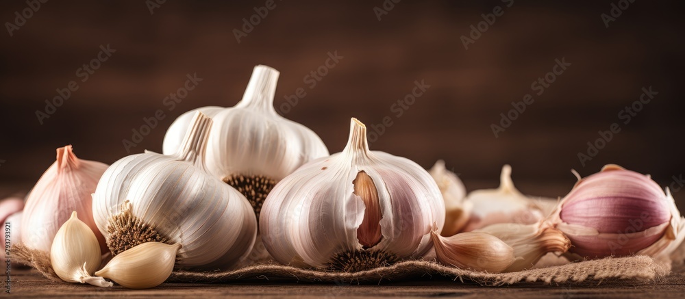 Canvas Prints Garlic bunch on table