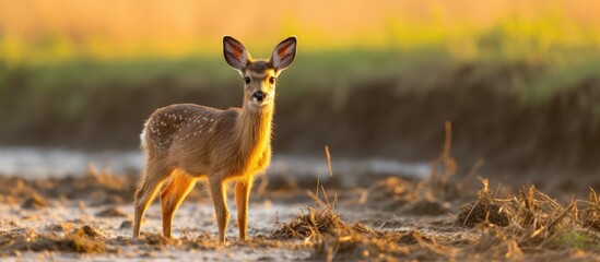 Giraffe in grassy field