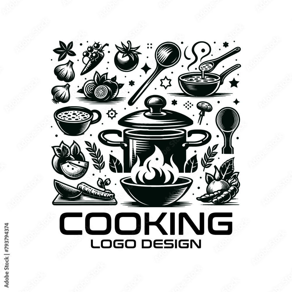 Wall mural cooking vector logo design