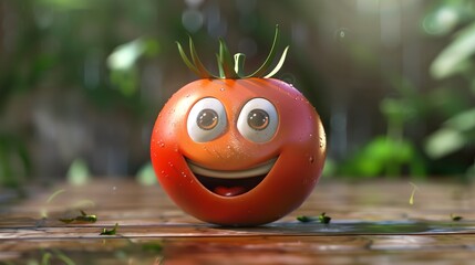 Smiling 3d tomato character