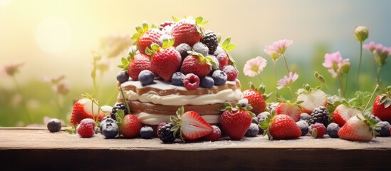 A cake adorned with fresh berries