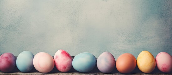 Colored eggs arranged on a table