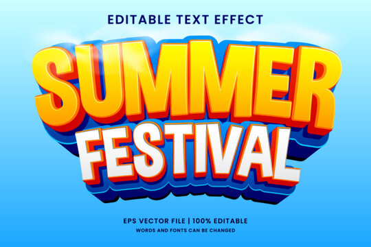 Summer festival 3d editable text effect