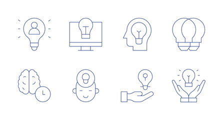 Idea icons. Editable stroke. Containing brain, user, idea, blendedlearning, lightbulb.