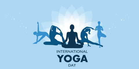 World yoga day banner design. June 21st. Yoga banner background, Health and fitness concept. Vector template.