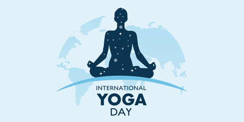 World yoga day banner design. Yoga banner background, Health and fitness concept. Vector template.
