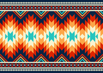 Native ethnic geometric seamless ornament pattern retro style. Graphic design for ceramics, wallpaper, textile, web, cards, carpet. Ethnic pattern. Border ornament. Native fabric.