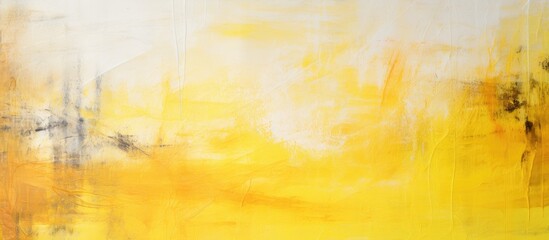 Abstract yellow and white painting with black border