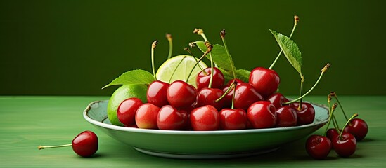 Bowl cherries lime table