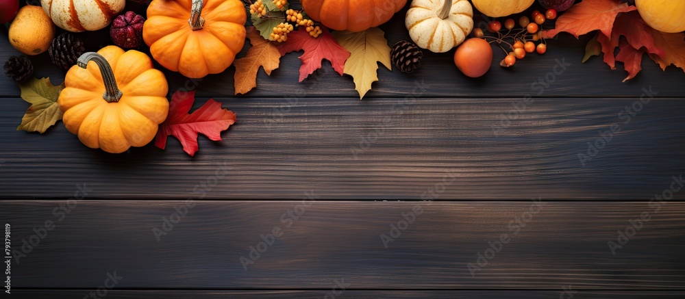 Poster Autumn harvest on wooden table