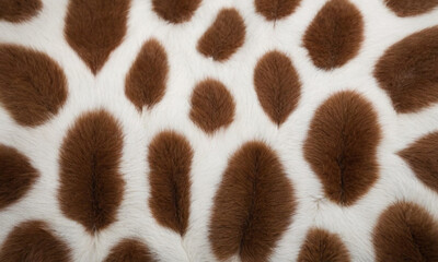 A pattern skin, with brown spots of varying shapes and sizes outlined by white lines, creating a distinct separation. The texture animal fur.