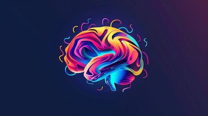 A vibrant, multicolored brain logo in vector format