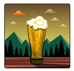 A glass of light beer. A vector image. Decorative illustration.