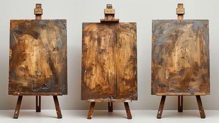 Easel with wood sides, isolated on white - obrazy, fototapety, plakaty