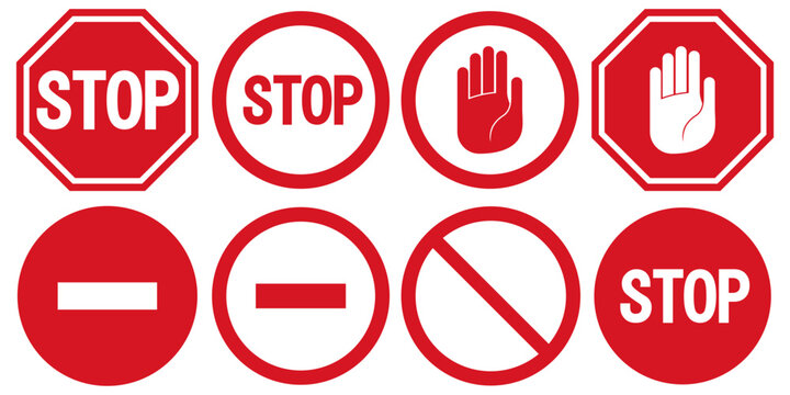 vector stop icon, prohibited passage, stop sign icon, no entry sign on white background, red stop logo, prohibition sign, vector artwork