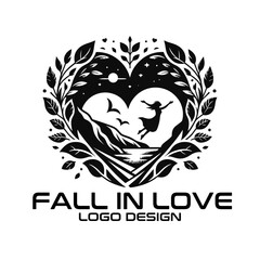 Fall In Love Vector Logo Design