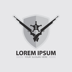 Gun logo icon and tactical design guns vector illustration