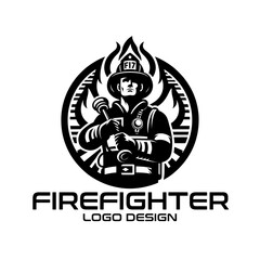 Firefighter Vector Logo Design